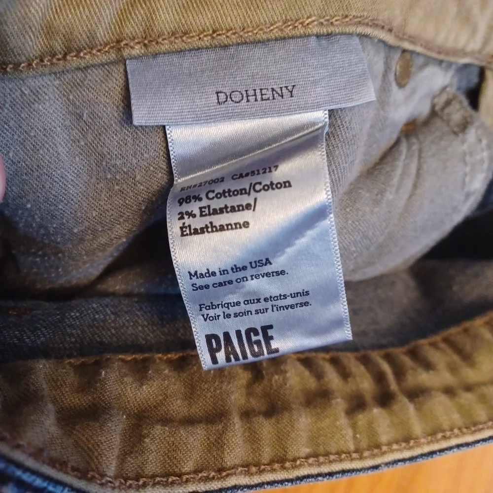 PAIGE Heritage Doheny Relaxed Straight Jean mens size 38x29